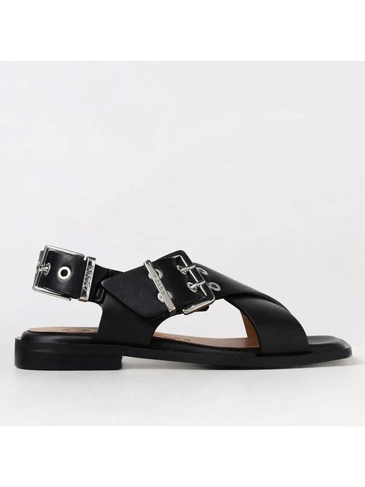 Cross Strap Buckle Sandals Black - GANNI - BALAAN 2