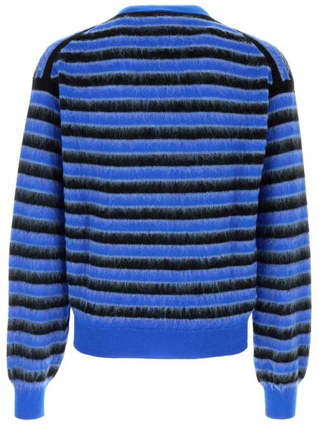 V-Neck Striped Cardigan Blue - MARNI - BALAAN 3