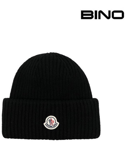 Wool Cashmere Beanie Black - MONCLER - BALAAN 2