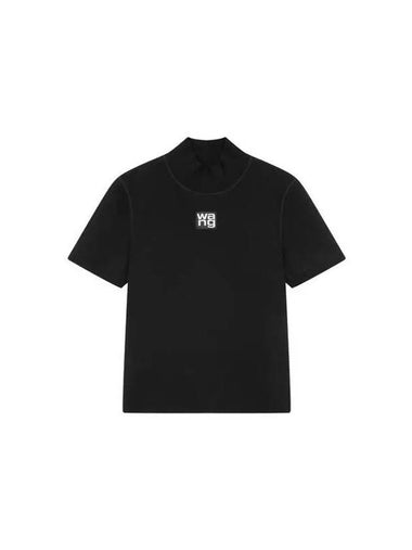 alexanderwang t Logo Patch Mock Neck Top Black 271283 - ALEXANDER WANG - BALAAN 1