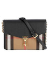 Macken Small Check Derby Leather Crossbody Bag Black - BURBERRY - BALAAN 1