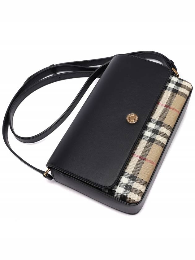 Vintage Check Leather Cross Bag Black - BURBERRY - BALAAN 6