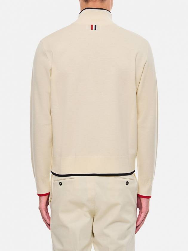 Half zip wool knit top white - THOM BROWNE - BALAAN 4