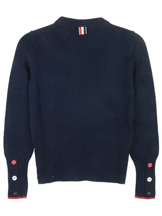 Hector Bow Virgin Wool Knit Top Navy - THOM BROWNE - BALAAN 3