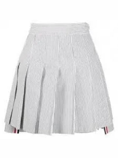 Women's Mini Drop Back Seersucker Pleated Skirt Grey - THOM BROWNE - BALAAN 2