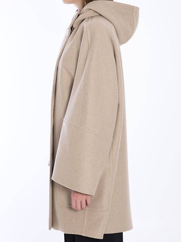 Women s Arturo Hooded Button Up Coat Jacket Beige - MAX MARA - BALAAN 4