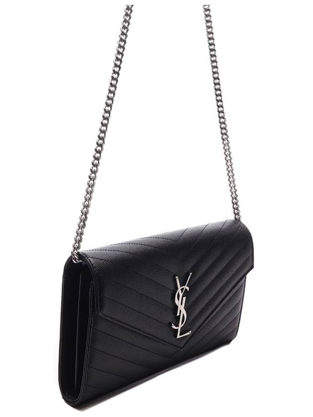 Cassandre Matelasse Chain Cross Bag In Grain de Poudre Embossed Leather Black - SAINT LAURENT - BALAAN 4