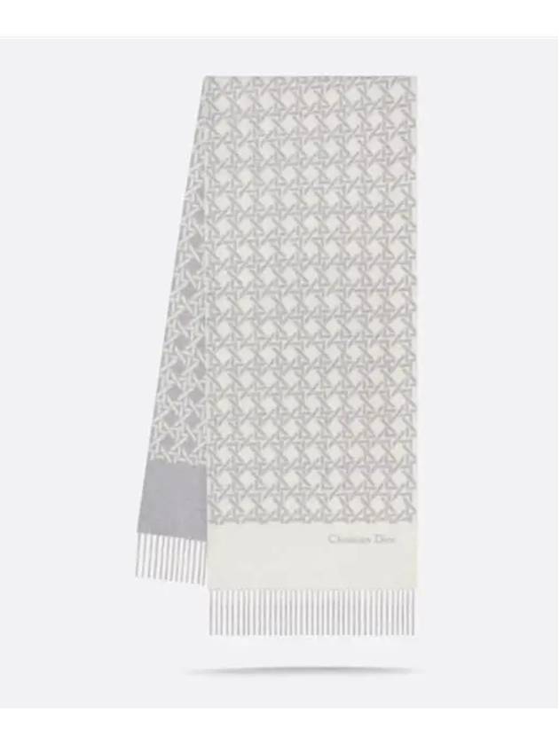 Graphic Cannage Scarf Ivory Gray Wool 45CAN203I114 C088 - DIOR - BALAAN 2