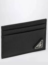 Saffiano Leather Card Holder Black - PRADA - BALAAN 2