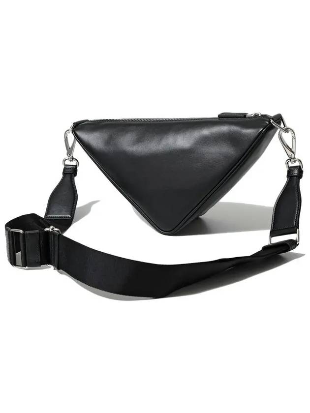 Triangle Logo Leather Cross Bag Black - PRADA - BALAAN 4