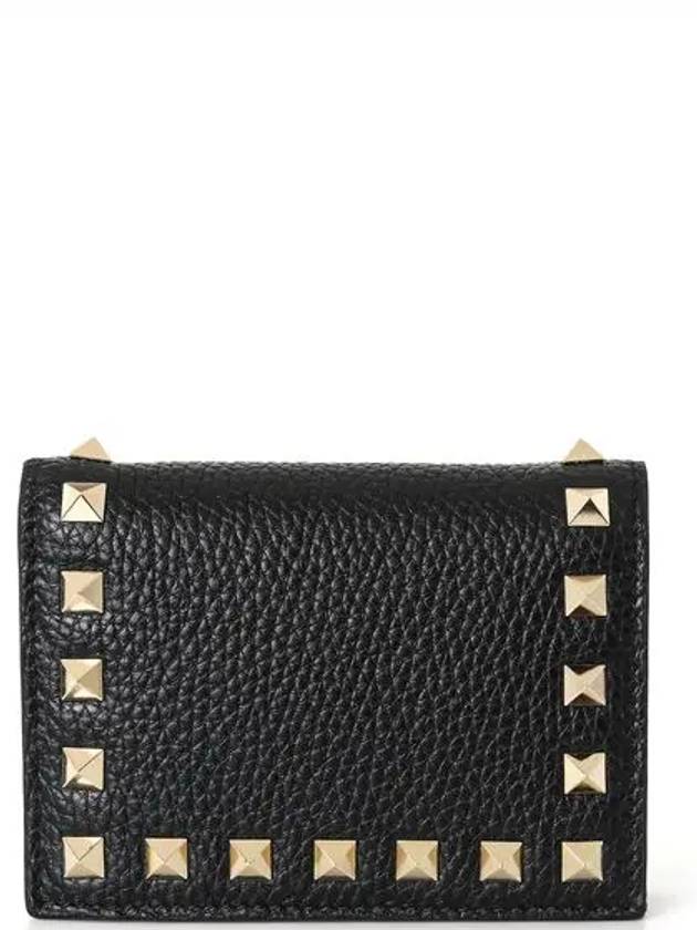 Rockstud Logo Half Wallet Black - VALENTINO - BALAAN 2