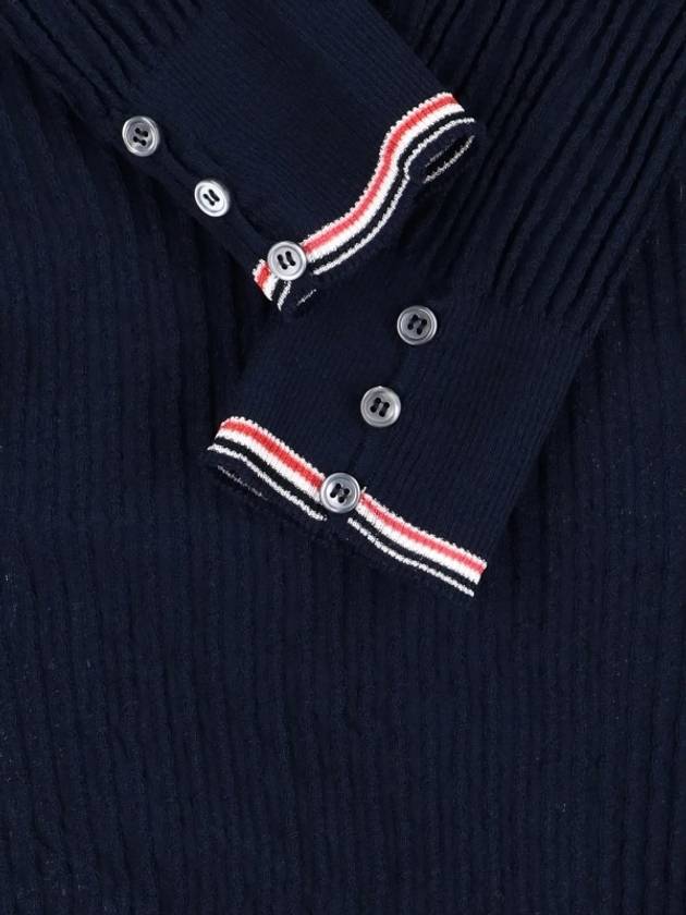 Women's Lightweight Baby Cable Wool Knit Top Navy - THOM BROWNE - BALAAN 4