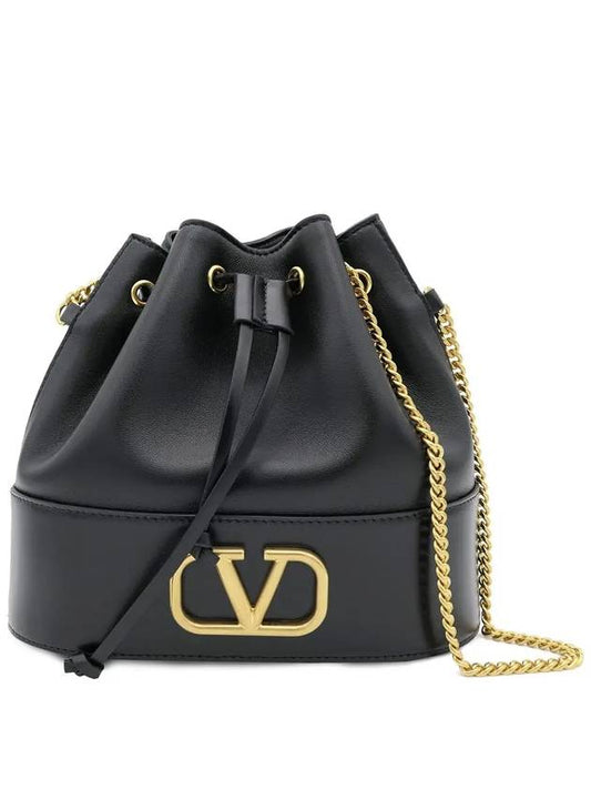 V Logo Chain Bucket Bag Black - VALENTINO - BALAAN 2