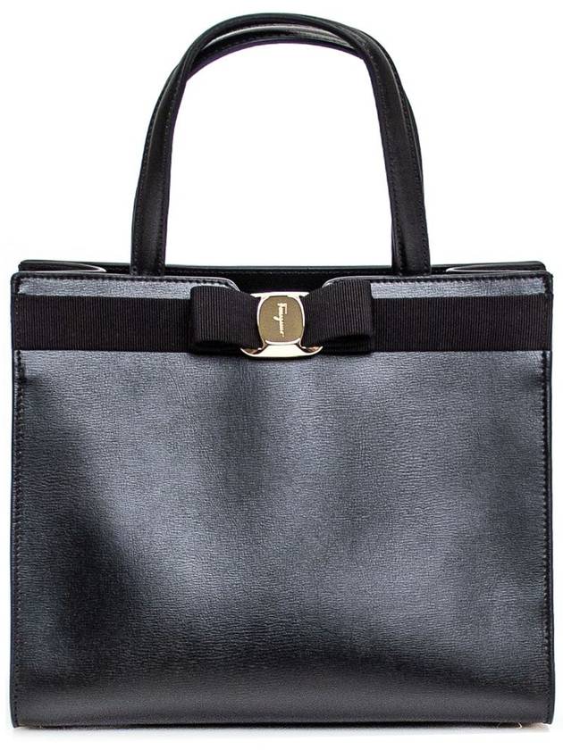 Vara Bow Top Handle Tote Bag Black - SALVATORE FERRAGAMO - BALAAN 2