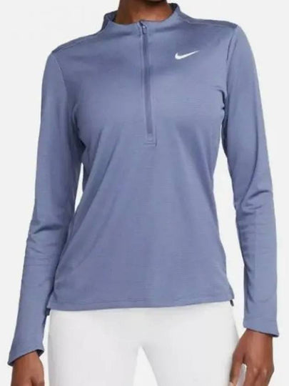 Women's Dri Fit UV Advantage Half Zip Long-Sleeve T-Shirt Blue - NIKE - BALAAN 2