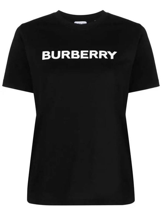 Logo Print Crew Neck Cotton Short Sleeve T-Shirt Black - BURBERRY - BALAAN 2