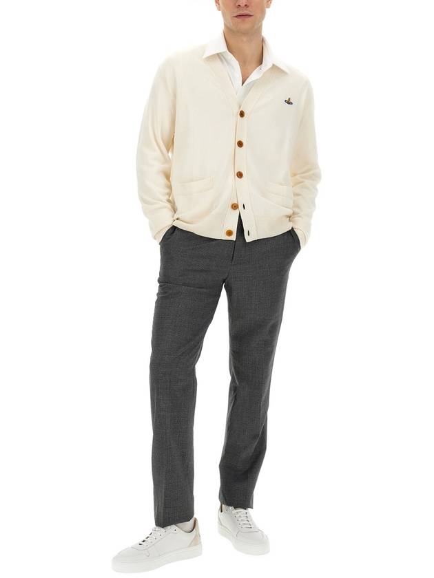 ORB Logo V-Neck Cardigan Cream - VIVIENNE WESTWOOD - BALAAN 3