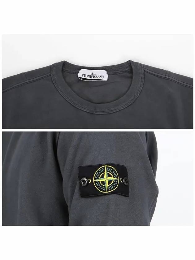 Brushed Cotton Fleece Garment Dyed Crewneck Sweatshirt Lead - STONE ISLAND - BALAAN 6