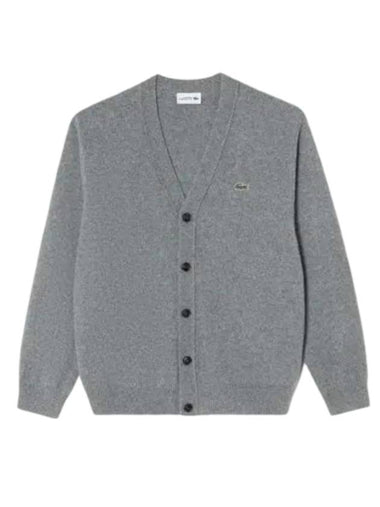 Men's Basic V-Neck Cardigan Melange Grey - LACOSTE - BALAAN 1