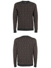 Men's FF Logo Wool Pullover Knit Top Black - FENDI - BALAAN 6