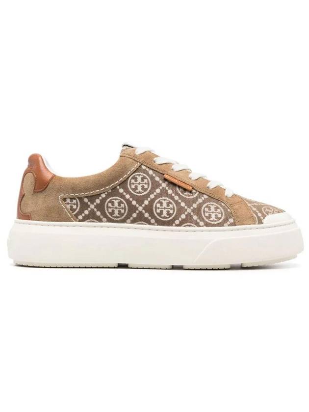 Ladybug Monogram Low Top Sneakers Brown - TORY BURCH - BALAAN 1