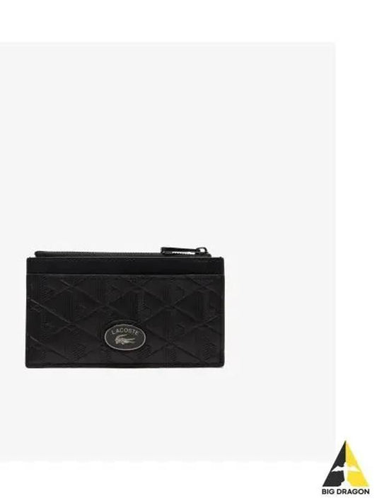 Men s Nomogramme Zipper Card Holder Black - LACOSTE - BALAAN 1