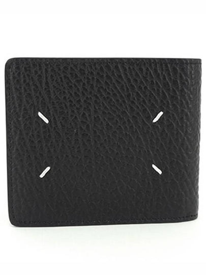 Stitched Leather Bifold Half Wallet Black - MAISON MARGIELA - BALAAN 2