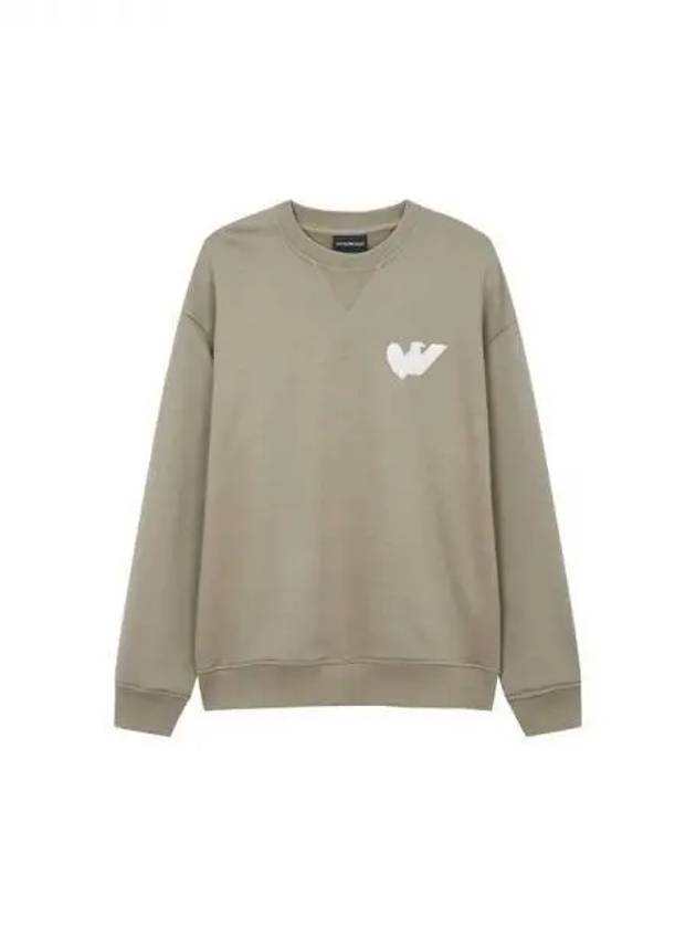 Men s Heart Patch Crewneck Sweatshirt Dark Beige 270547 - EMPORIO ARMANI - BALAAN 1