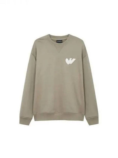 Men s Heart Patch Crewneck Sweatshirt Dark Beige 270547 - EMPORIO ARMANI - BALAAN 1