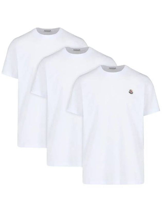 Logo Applique Short Sleeve T-Shirt 3 Pack Set White - MONCLER - BALAAN 2