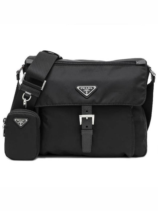Pocket Re-Nylon Shoulder Bag Black - PRADA - BALAAN 1