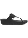 Lulu Covered Buckle Leather Toe Post Flip Flop Black - FITFLOP - BALAAN 1