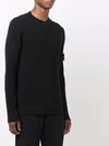 Wappen Patch Crew Neck Ribbed Wool Knit Top Black - STONE ISLAND - BALAAN 4