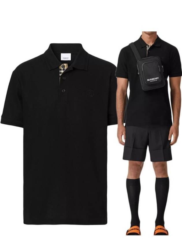 Men's Eddie Embroidered Logo Polo Shirt Black - BURBERRY - BALAAN 3