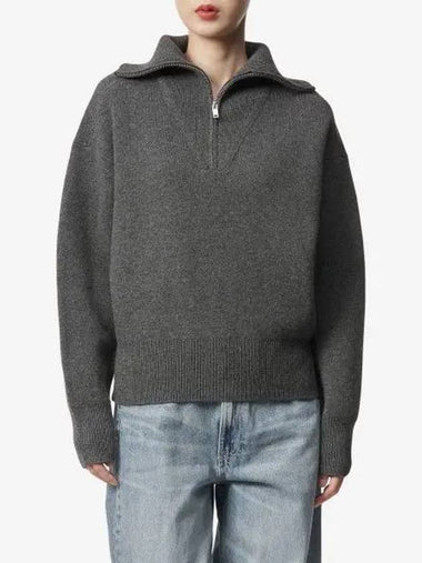 Fancy half zip up neck wool knit anthracite PU0250FAA3L81E02AN - ISABEL MARANT - BALAAN 1