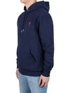 Small Heart Logo Cotton Hoodie Blue - AMI - BALAAN 4