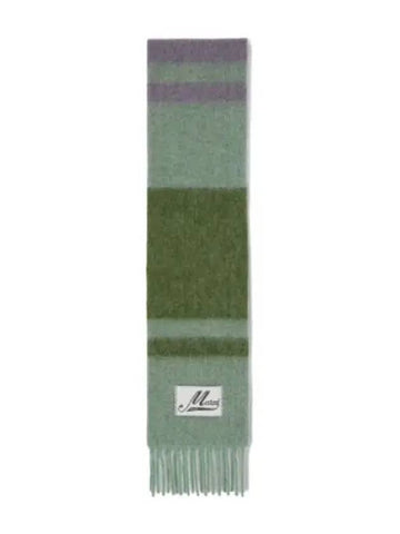 Striped brushed alpaca muffler kiwi scarf - MARNI - BALAAN 1