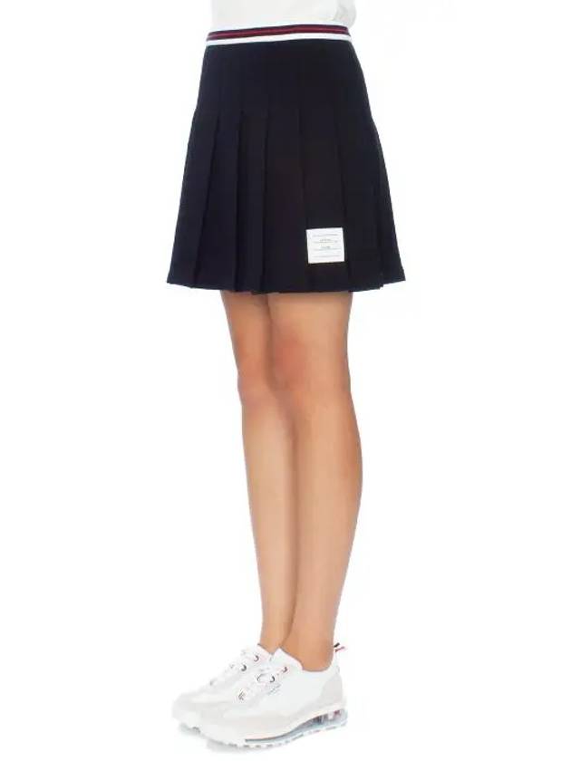 Women's Striped Band Cotton Pleated Skirt Navy - THOM BROWNE - BALAAN 5