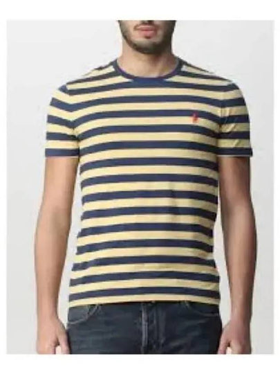 Custom Slim Fit Striped Jersey Short Sleeve T-Shirt Blue Yellow - POLO RALPH LAUREN - BALAAN 2