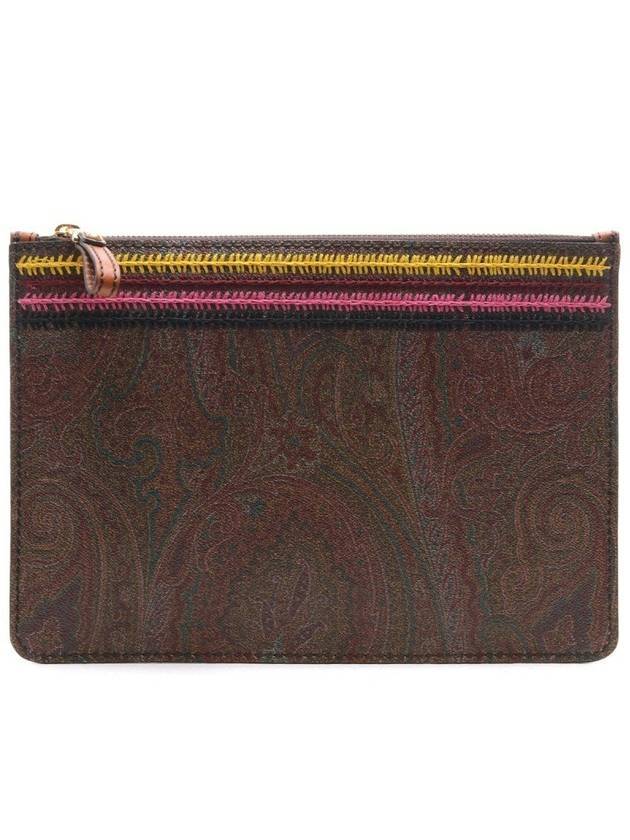 Embroidered Paisley Clutch Bag Brown - ETRO - BALAAN 1