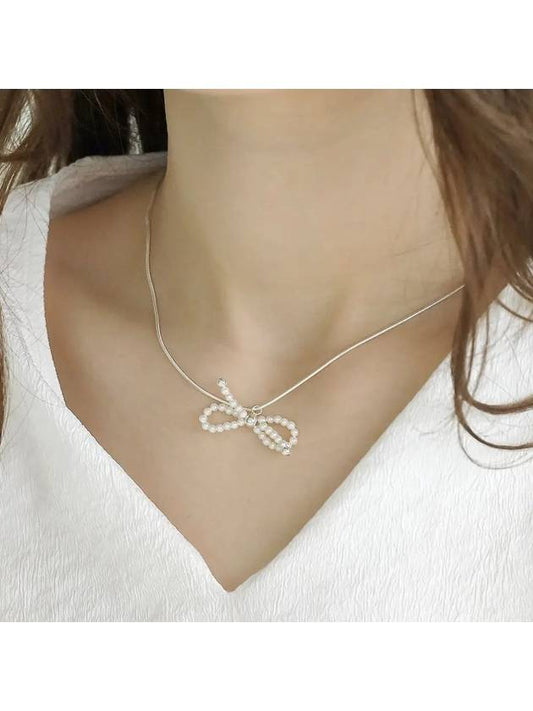 SILVER925 Pearl Pendant Ribbon Necklace - KELLY DONAHUE - BALAAN 1