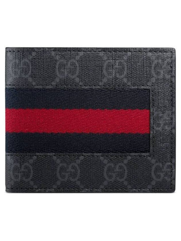 GG Supreme Web Half Wallet Black Grey - GUCCI - BALAAN 1