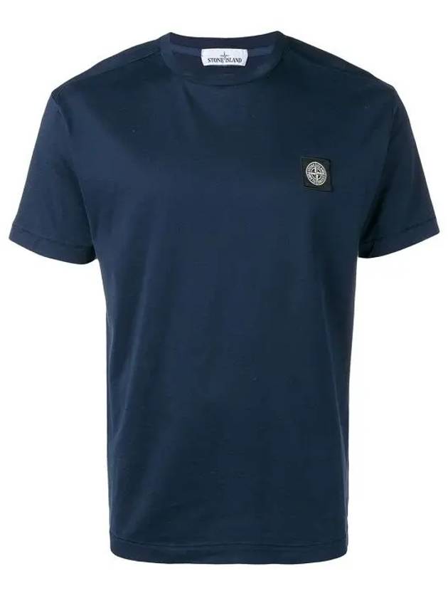 Men's Logo Patch Cotton Short Sleeve T-Shirt Navy - STONE ISLAND - BALAAN 3