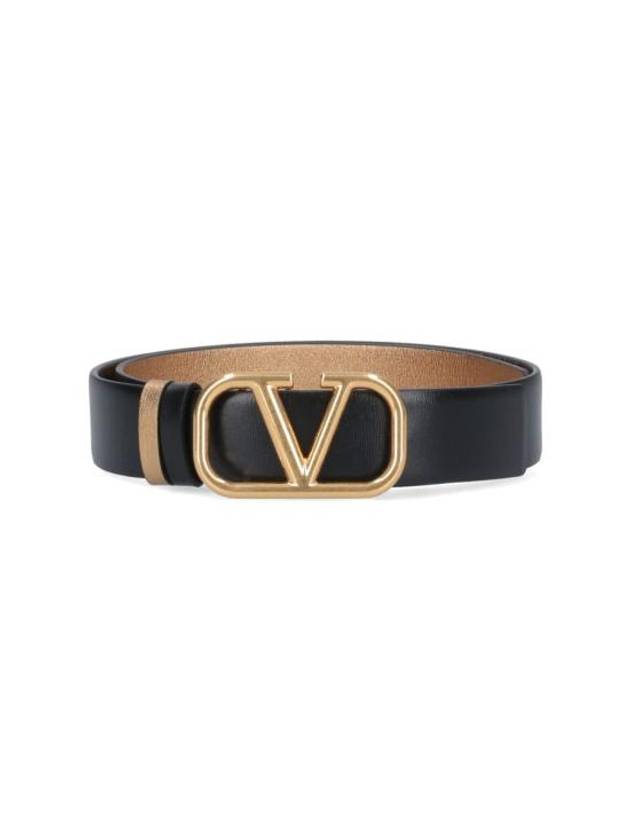 V Logo Leather Belt Black - VALENTINO - BALAAN 1