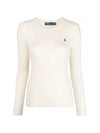 Embroidered Logo Pony Cable Knit Top Cream - POLO RALPH LAUREN - BALAAN 3