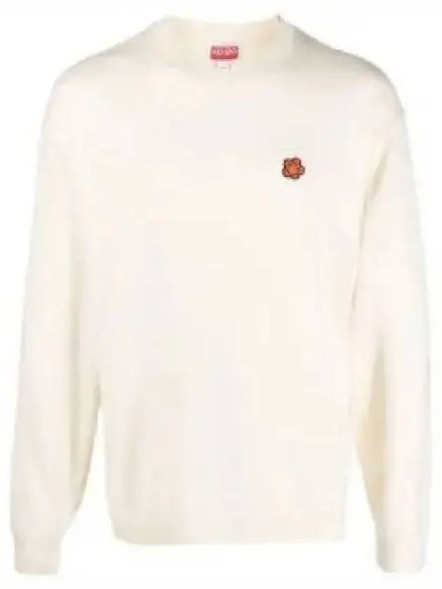 Boke Flower Wool Crew Neck Knit Top White - KENZO - BALAAN 2