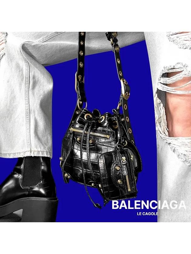 Le Cagole XS Leather Bucket Bag Black - BALENCIAGA - BALAAN 2