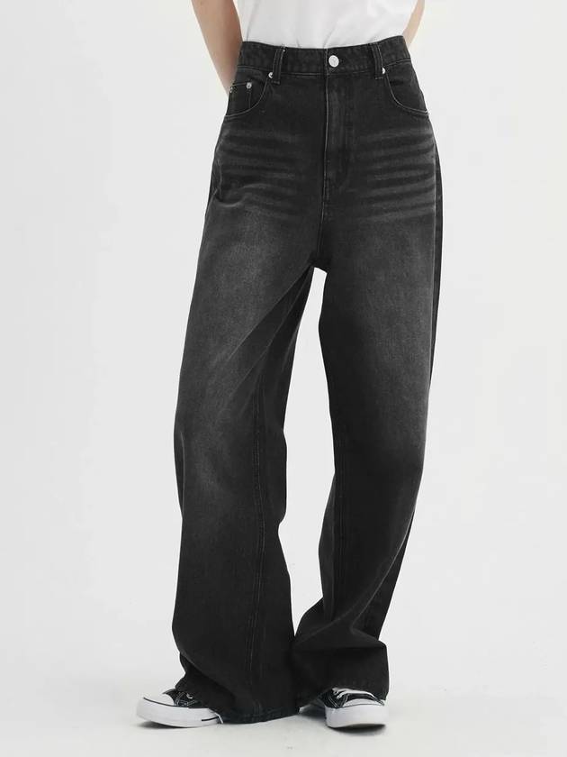 Easy washed wide denim pants vintage black - BLONDNINE - BALAAN 5