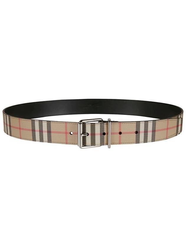 Men's Check Leather Belt Beige - BURBERRY - BALAAN 1