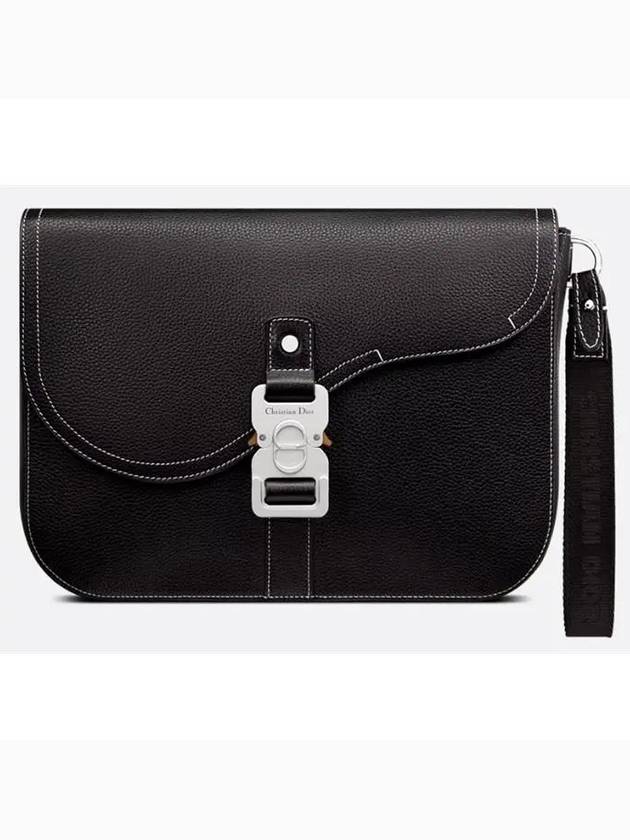 Saddle A5 Grained Calfskin Pouch Black - DIOR - BALAAN 2